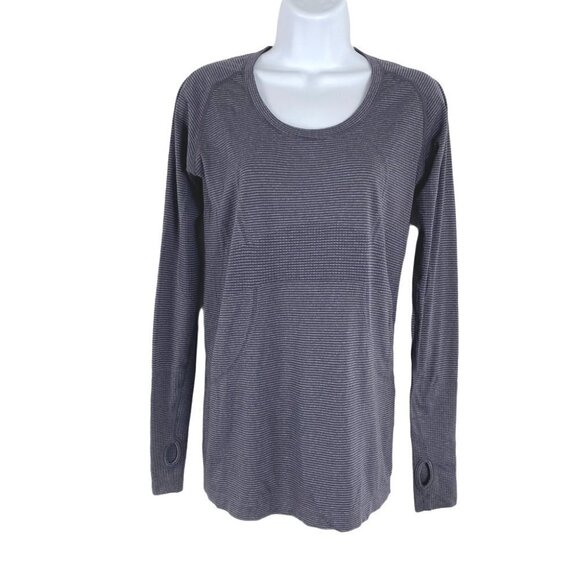 Lululemon Swiftly Tech Top Long Sleeve Blue Striped Women's Size 8‎ - Picture 1 of 5